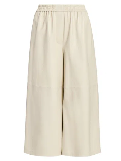 Loewe Women's Leather Crop Trousers In Neutral