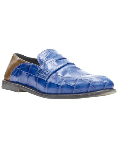 Pre-owned Loewe Women's Leather Jaw Anderson Cobalt Leather Step Back Loafer (authentic  Pre-loved)