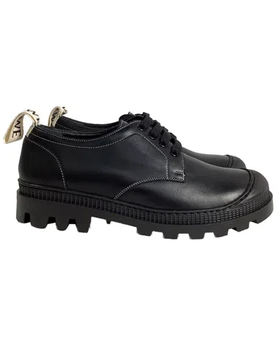 Loewe Women's Leather Logo Heel Tab Lace-up Derby (authentic Pre-loved) In Black