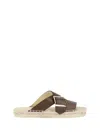 Loewe Petal Leather Crisscross Buckle Espadrille Sandals In Brown