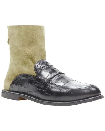 Pre-owned Loewe Women's Leather Scaled Embossed Sock Loafer Boot (authentic Pre-loved)