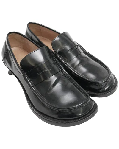 Loewe Women's Leather Terra Kitten-heel Penny Loafer (authentic Pre-loved) In Black
