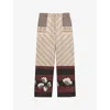 Loewe Printed Silk Satin Pajama Pants In Light Beige/multicol