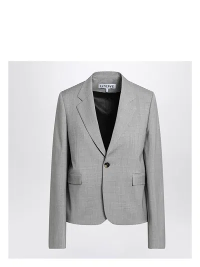 LOEWE WOMEN'S LIGHT GRAY SINGLE-BREASTED JACKET