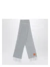 Loewe Womens Light Grey Logo-patch Fringed Cashmere Scarf In Brown