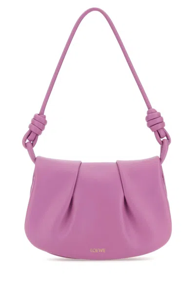 Loewe Women Lilac Nappa Leather Paseo Shoulder Bag In Purple