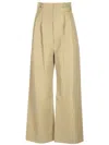 Loewe Women Linen Wide Leg Trousers In Neutral