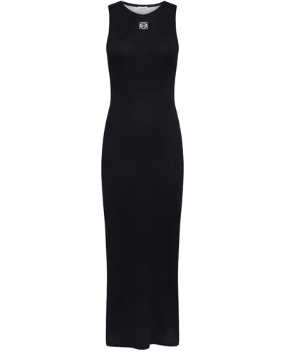 Pre-owned Loewe Women's  Anagram Cotton Tank Dress In Black