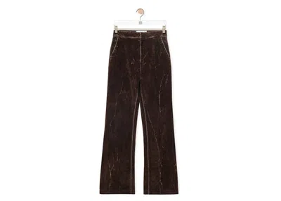Pre-owned Loewe Women's  Bootleg Jeans In Denim In Coffee Bean In Brown