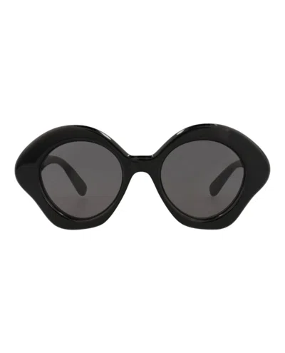 Pre-owned Loewe Women's  Cat Eyeframe Acetate Sunglasses In Black Black Smoke (lw40125u/49/01a)
