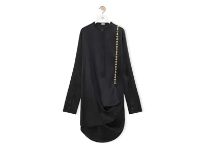 Pre-owned Loewe Women's  Chain Shirt Dress In Silk In Black