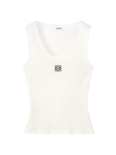 Pre-owned Loewe Women's  Cotton Anagram Tank Top In White