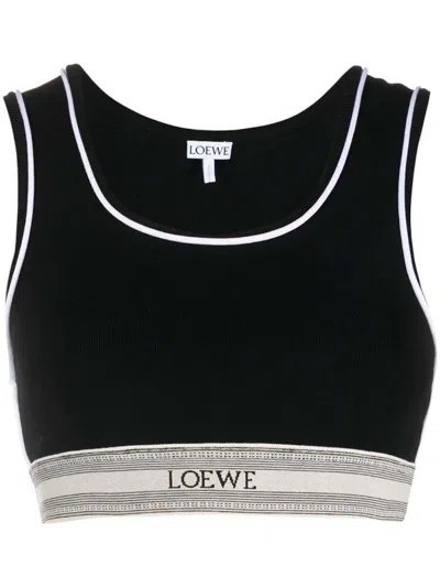 Pre-owned Loewe Women's  Cropped Tank Top In Viscose In Black