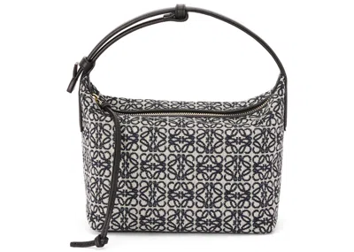 Pre-owned Loewe Women's  Cubi Bag Small Anagram Jacquard In Navy Blue/black