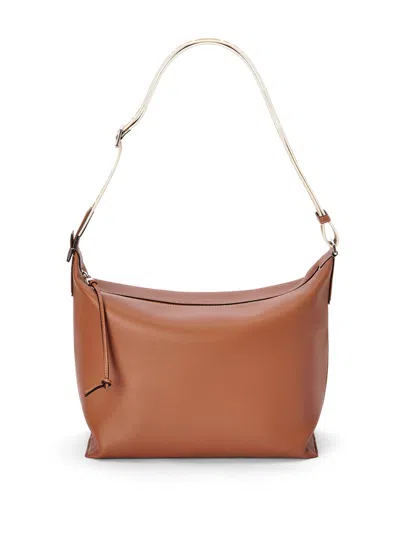 Pre-owned Loewe Women's  Cubi Crossbody In Tan/jacquard Strap