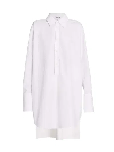 Pre-owned Loewe Women's  Deconstructed Cotton Shirt Dress In Optic White