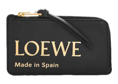 Pre-owned Loewe Women's  Embossed  Coin Cardholder In Shiny Nappa Calfskin In Black