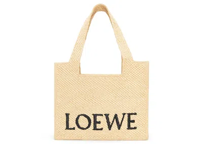 Pre-owned Loewe Women's  Front Tote Medium Raffia In Natural