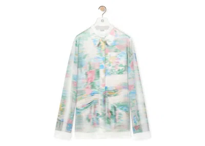 Pre-owned Loewe Women's  Logo Shirt In Viscose And Silk In White