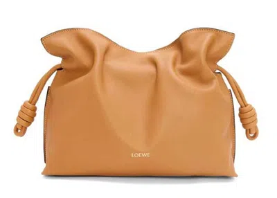 Pre-owned Loewe Women's  Medium Flamenco Clutch In Nappa Calfskin In Warm Desert In Sand