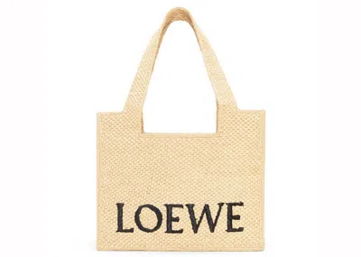 Pre-owned Loewe Women's  Medium Font Tote In Raffia In Natural In Brown