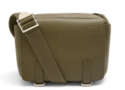 Pre-owned Loewe Women's  Military Messenger Bag In Soft Grained Calfskin Xs In Military Green