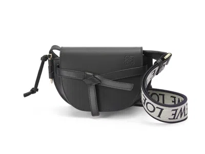 Pre-owned Loewe Women's  Mini Gate Dual Bag In Soft Calfskin And Jacquard In Black
