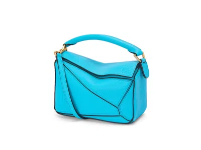 Pre-owned Loewe Women's  Mini Puzzle Bag In Soft Grained Calfskin In Cyan