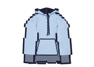 Pre-owned Loewe Women's  Pixellated Hoodie In Technical Knit In Light Blue