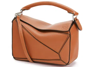 Pre-owned Loewe Women's  Puzzle Bag In Classic Calfskin Mini In Tan In Brown