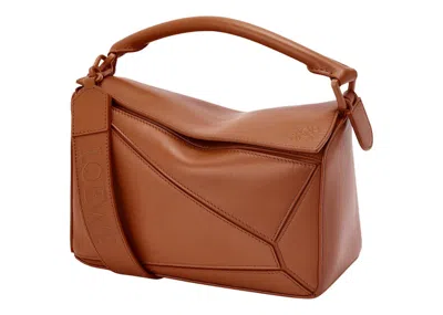 Pre-owned Loewe Women's  Puzzle Bag In Satin Calfskin Small In Pecan In Brown