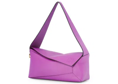 Pre-owned Loewe Women's  Puzzle Hobo Bag In Nappa Calfskin In Bright Purple
