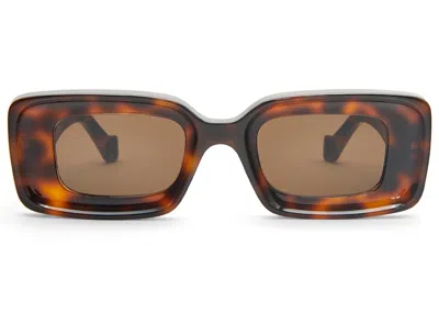 Pre-owned Loewe Women's  Rectangular Sunglasses In Havana (g736270x18 3605)
