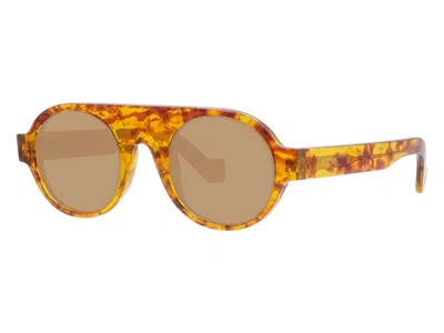 Pre-owned Loewe Women's  Round Sunglasses In Amber (lw40020f 54e)
