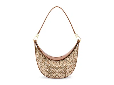 Pre-owned Loewe Women's  Small Luna Bag In Anagram Jacquard And Classic Calfskin In Tan/pecan