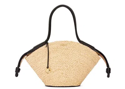 Pre-owned Loewe Women's  Small Paseo Basket In Raffia And Nappa Calfskin In Natural/black