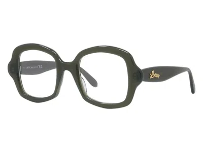 Pre-owned Loewe Women's  Square Eyeglasses In Olive Green (lw50066i 096)