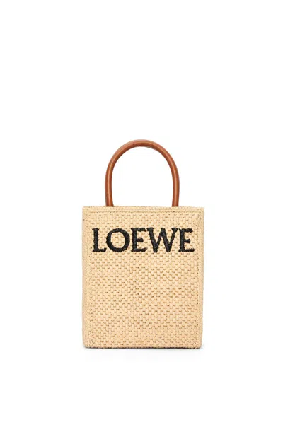 Loewe Standard A4 Raffia Tote Bag In Natblack