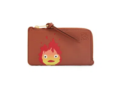 Pre-owned Loewe Women's  X Howls Calcifer Coin Cardholder In Classic Calfskin In Rust