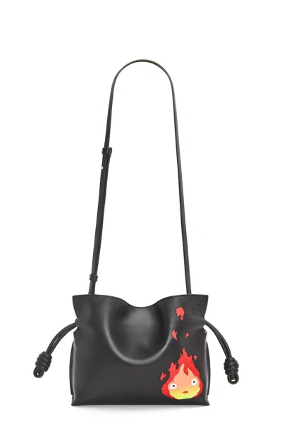 Pre-owned Loewe Women's  X Howls Calcifer Mini Flamenco Clutch In Nappa Calfskin In Black