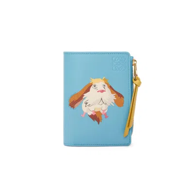 Pre-owned Loewe Women's  X Howls Heen Slim Zip Bifold In Classic Calfskin In Light Blue