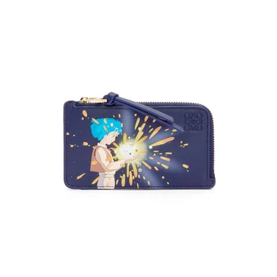 Pre-owned Loewe Women's  X Howls Magical Sky Coin Cardholder In Classic Calfskin And Crystal In Marine In Blue