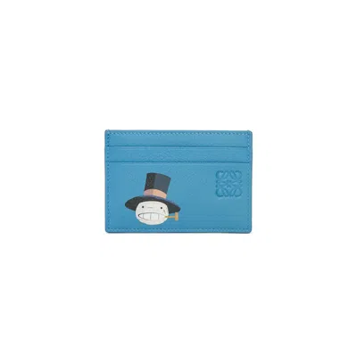 Pre-owned Loewe Women's  X Howls Turnip Head Plain Cardholder In Classic Calfskin In Sea Blue