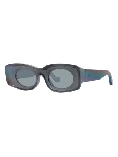 Loewe X Paula's Ibiza 49mm Mirrored Oval Sunglasses In Black Sparkle Blue Mirror