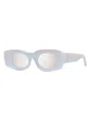Loewe Women's  X Paula's Ibiza 49mm Oval Sunglasses In White Sparkle Grey Mirror