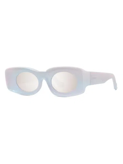 Loewe Women's  X Paula's Ibiza 49mm Oval Sunglasses In White Sparkle Grey Mirror