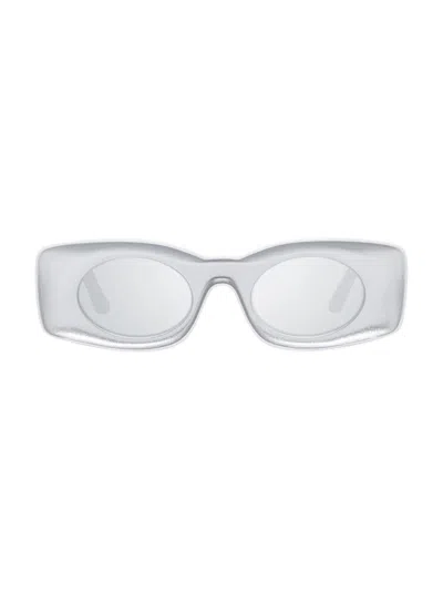 Loewe Paula's Ibiza Rectangle Sunglasses, 49mm In Silver/gray Mirrored Solid