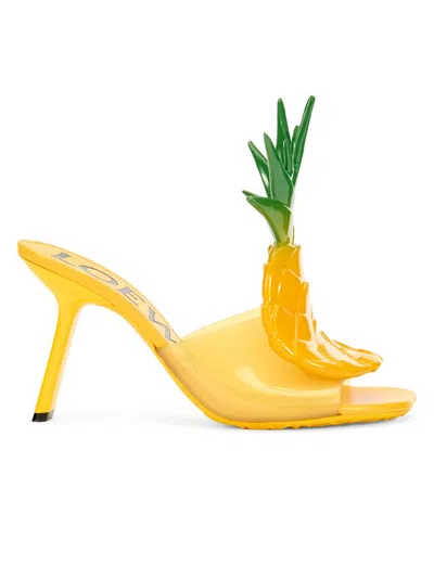 Loewe Women's  X Paula's Ibiza 90mm Pineapple-appliqué Sandals In Yellow