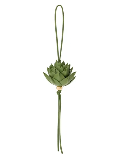 Loewe Artichoke Leather Keychain In White