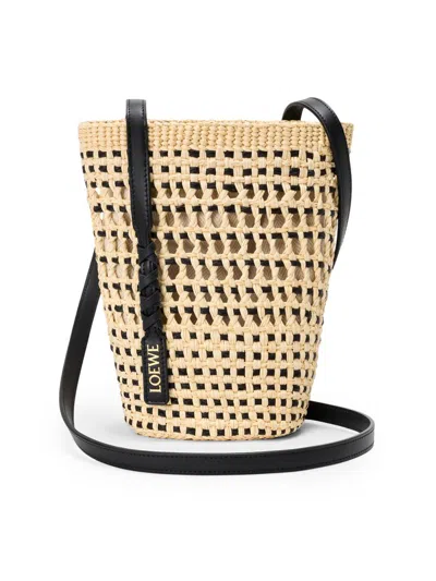 Loewe Braid Bag In Iraca Palm And Calfskin In Sand